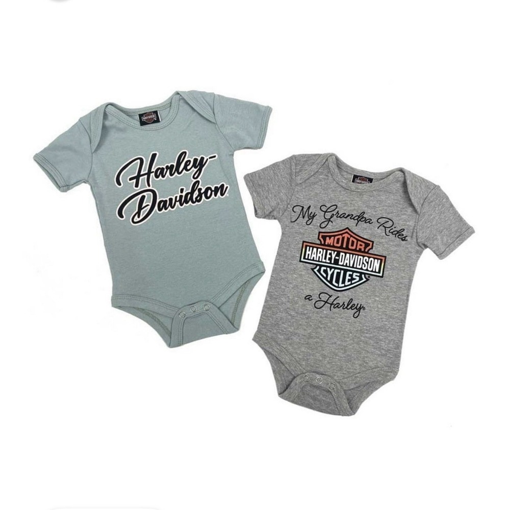 Harley-Davidson Baby B&S Logo & My Grandpa Rides a Harley Creeper Set 3-6 Months